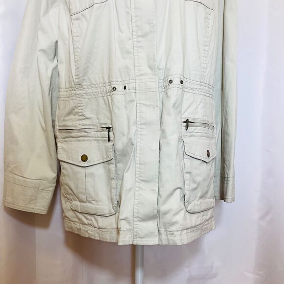 LL Bean Utility Chore Coat Jacket Womens 1X Natural Khaki Soft Lined - Picture 3 of 8